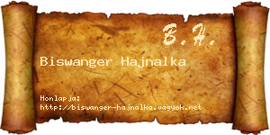 Biswanger Hajnalka névjegykártya